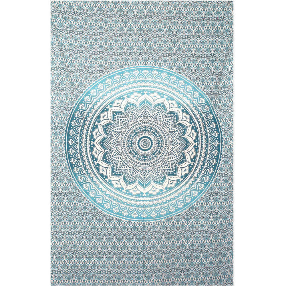 Teal Floral Mandala Tapestry by Zest For Life
